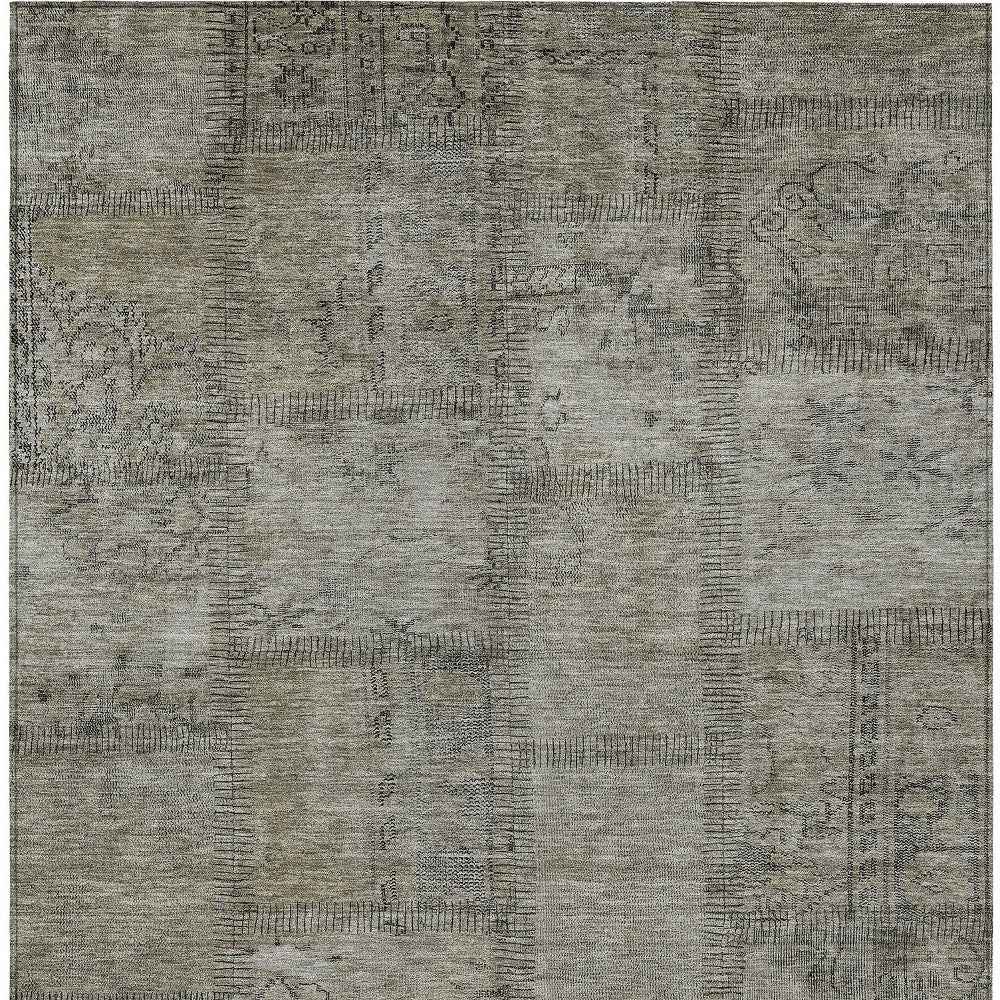 5' X 8' Taupe Brown And Beige Patchwork Washable Indoor Outdoor Area Rug