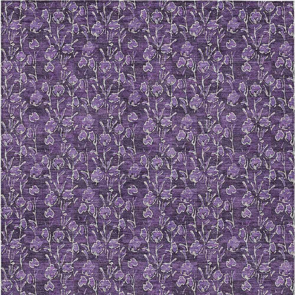 3' X 5' Purple Eggplant And Ivory Floral Washable Indoor Outdoor Area Rug