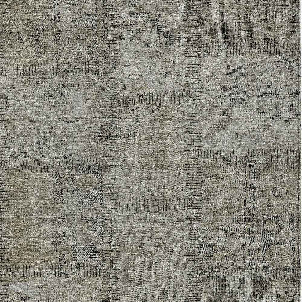 5' X 8' Taupe Brown And Beige Patchwork Washable Indoor Outdoor Area Rug