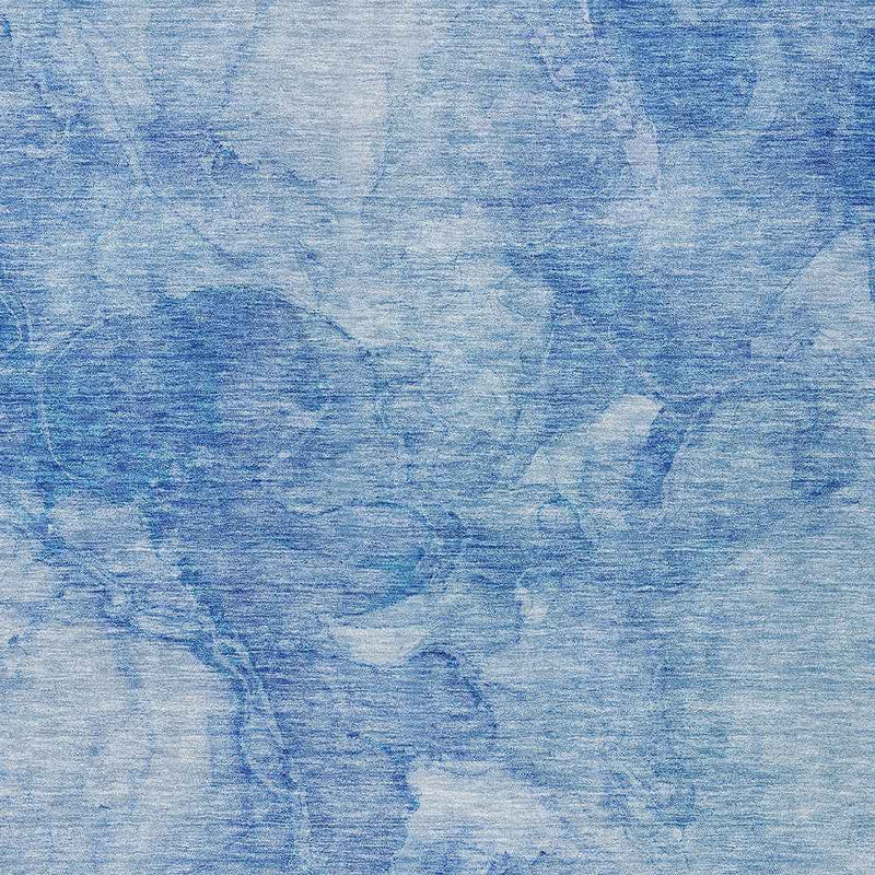 8' X 10' Denim Blue And Sky Blue Nautical Washable Indoor Outdoor Area Rug