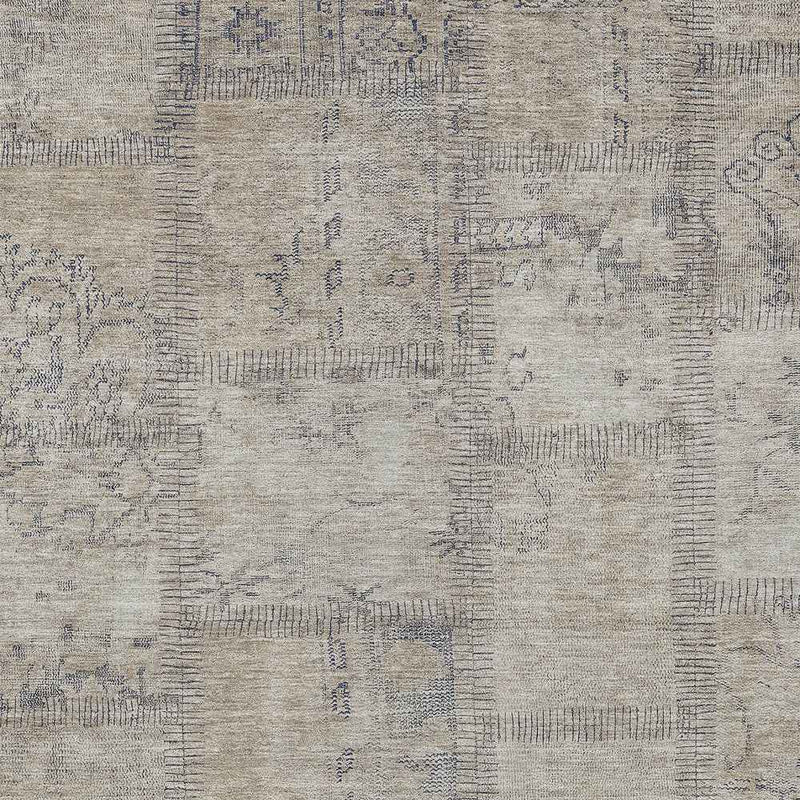 9' X 12' Beige Taupe And Brown Patchwork Washable Indoor Outdoor Area Rug