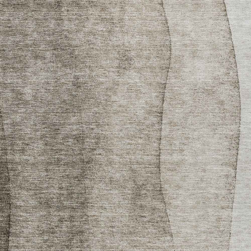 3' X 5' Taupe Brown And Ivory Ombre Washable Indoor Outdoor Area Rug