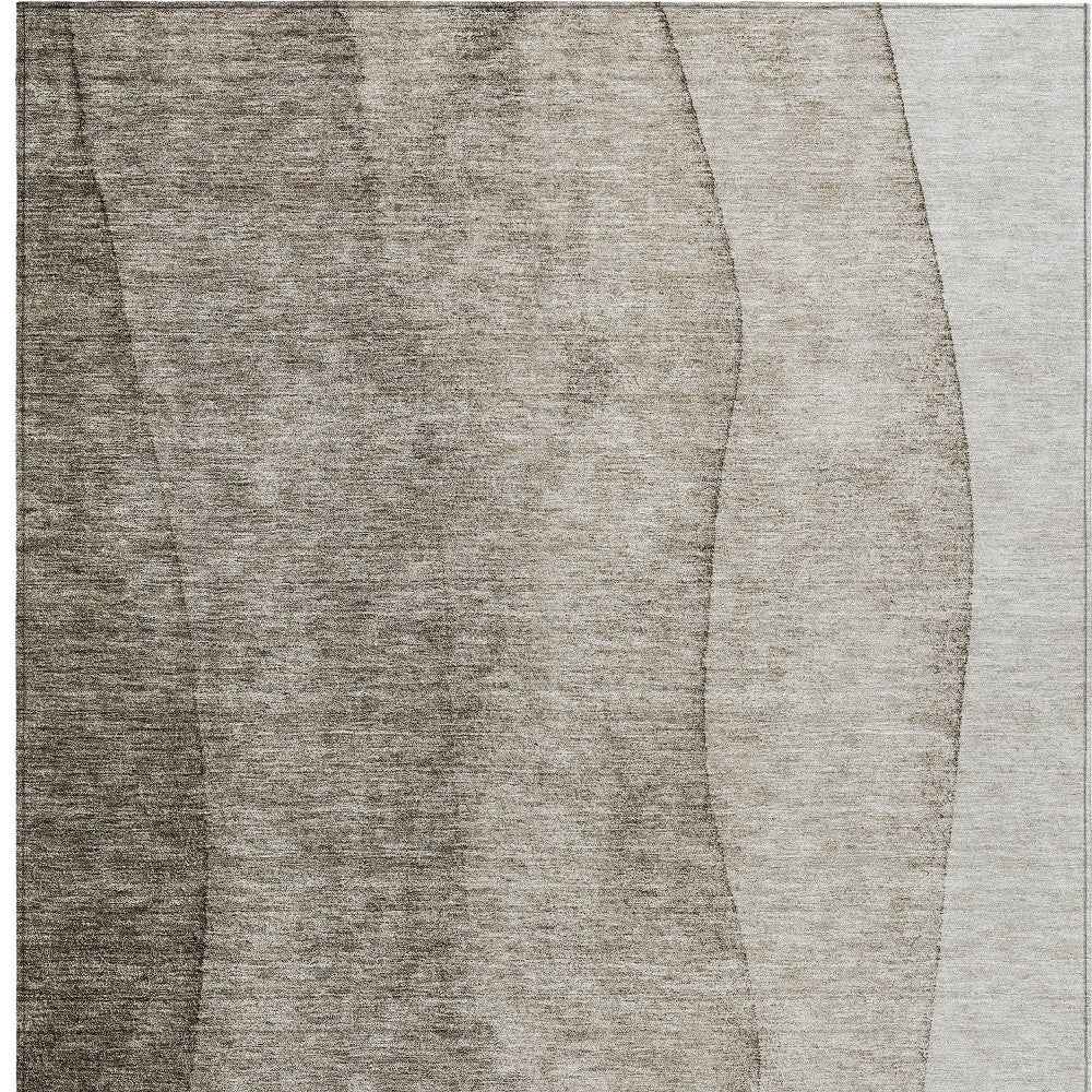 3' X 5' Taupe Brown And Ivory Ombre Washable Indoor Outdoor Area Rug