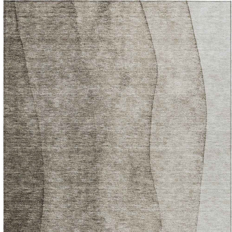 3' X 5' Taupe Brown And Ivory Ombre Washable Indoor Outdoor Area Rug