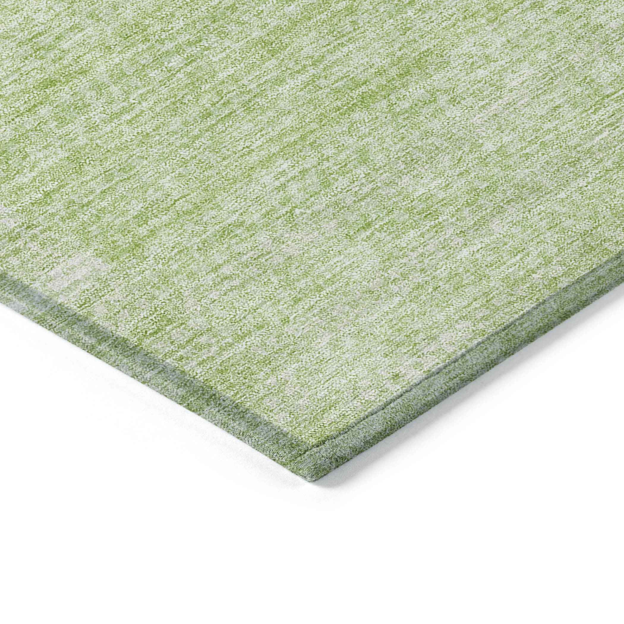 10' X 14' Artichoke Green And Mint Green Striped Washable Indoor Outdoor Area Rug