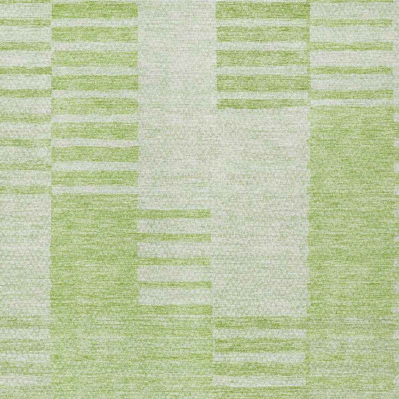 10' X 14' Artichoke Green And Mint Green Striped Washable Indoor Outdoor Area Rug
