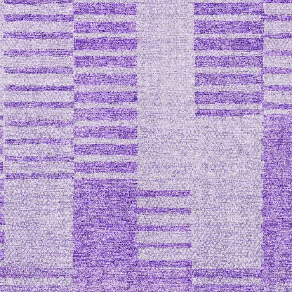 8' X 10' Lavender And Purple Striped Washable Indoor Outdoor Area Rug