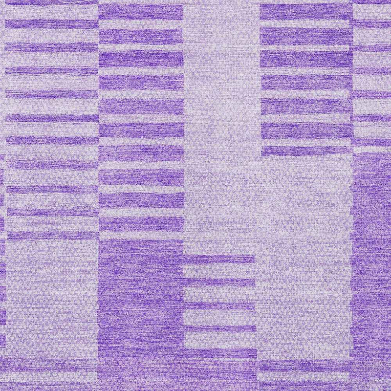 8' X 10' Lavender And Purple Striped Washable Indoor Outdoor Area Rug
