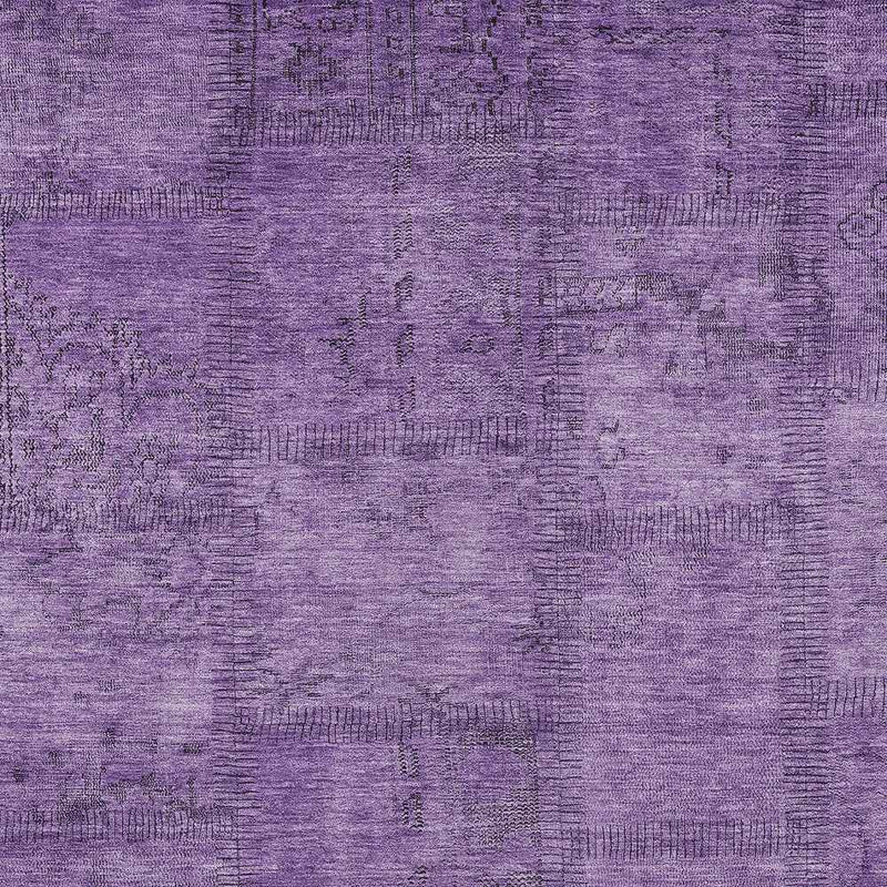 3' X 5' Purple Eggplant And Gray Patchwork Washable Indoor Outdoor Area Rug
