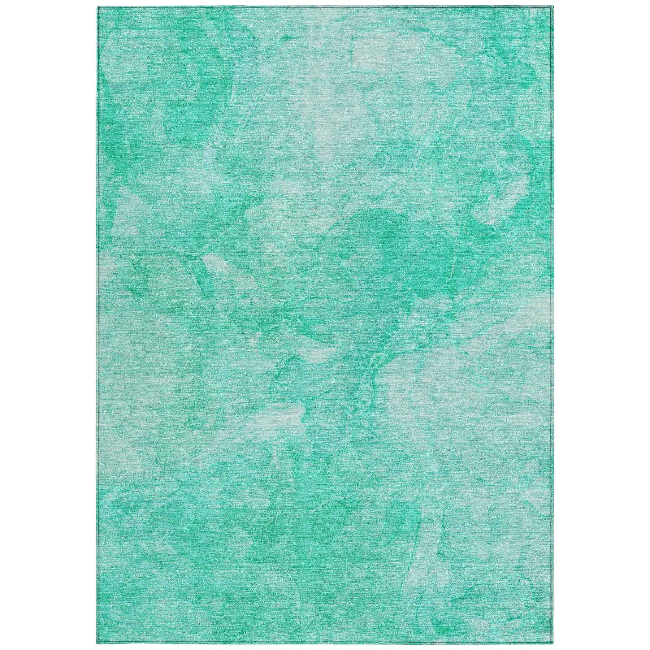 8' X 10' Teal Blue And Aqua Nautical Washable Indoor Outdoor Area Rug