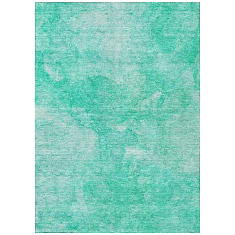 8' X 10' Teal Blue And Aqua Nautical Washable Indoor Outdoor Area Rug