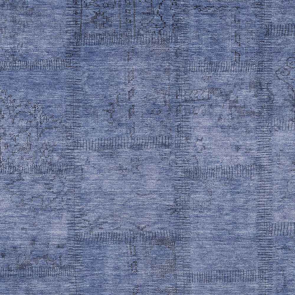 8' X 10' Denim Blue And Sky Blue Patchwork Washable Indoor Outdoor Area Rug