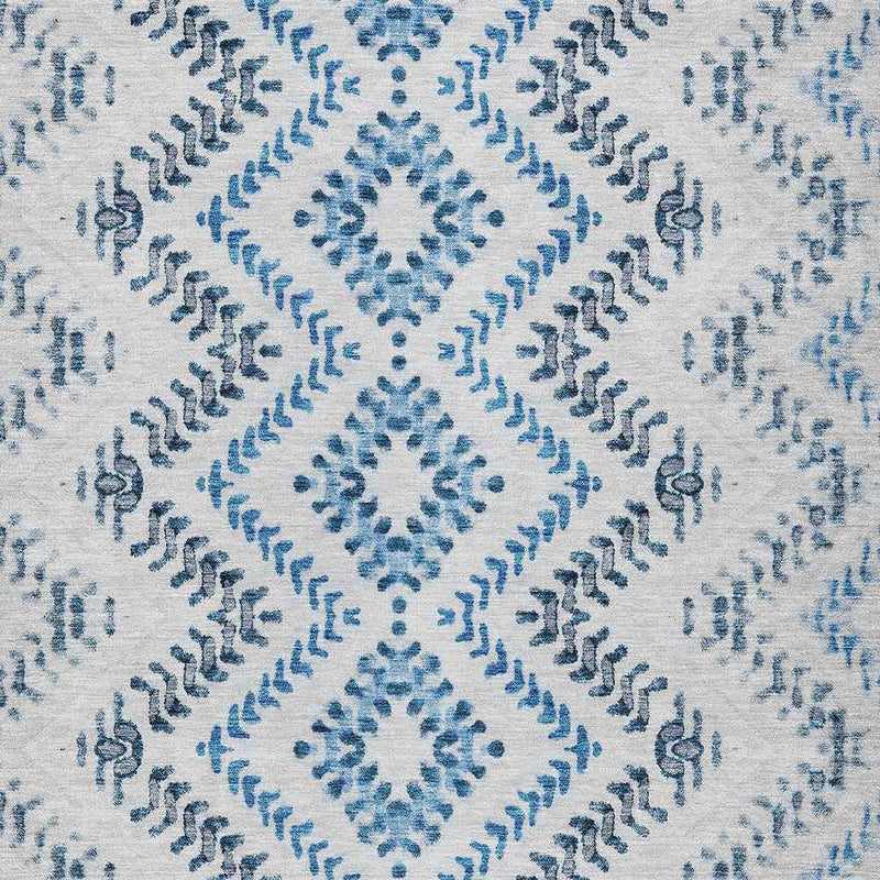 5' X 8' Navy Blue And Denim Blue Geometric Washable Indoor Outdoor Area Rug