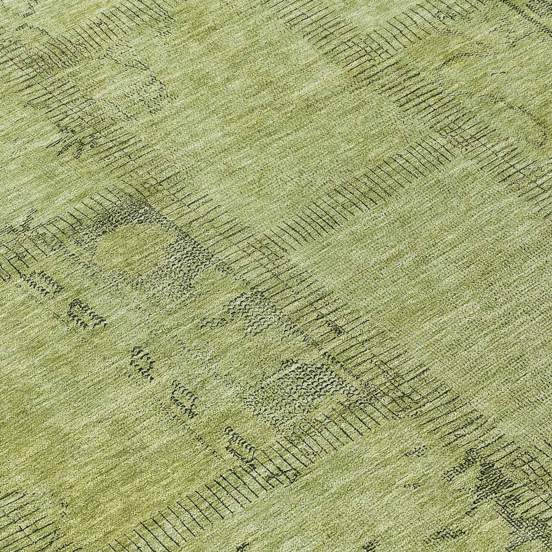 8' Fern Green And Artichoke Green Round Patchwork Washable Indoor Outdoor Area Rug