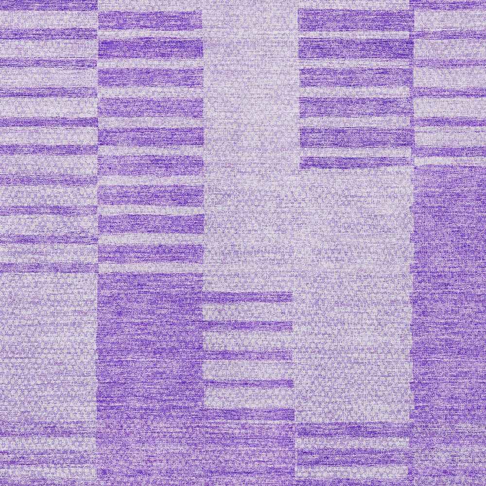 3' X 5' Lavender And Purple Striped Washable Indoor Outdoor Area Rug