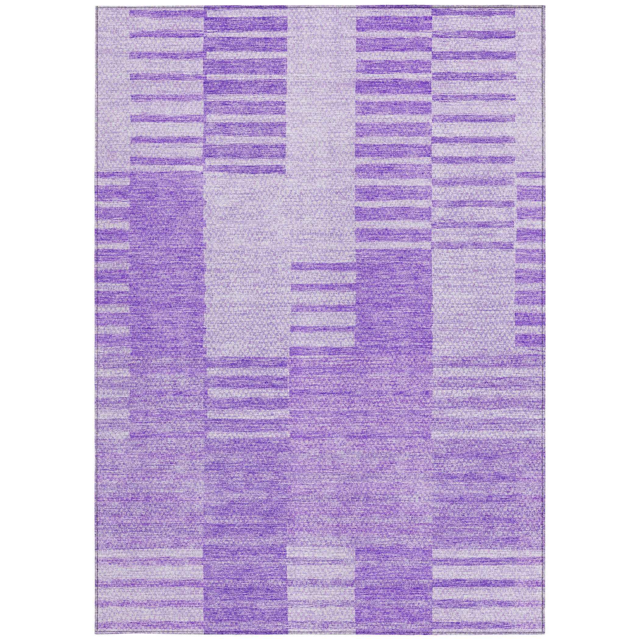 3' X 5' Lavender And Purple Striped Washable Indoor Outdoor Area Rug