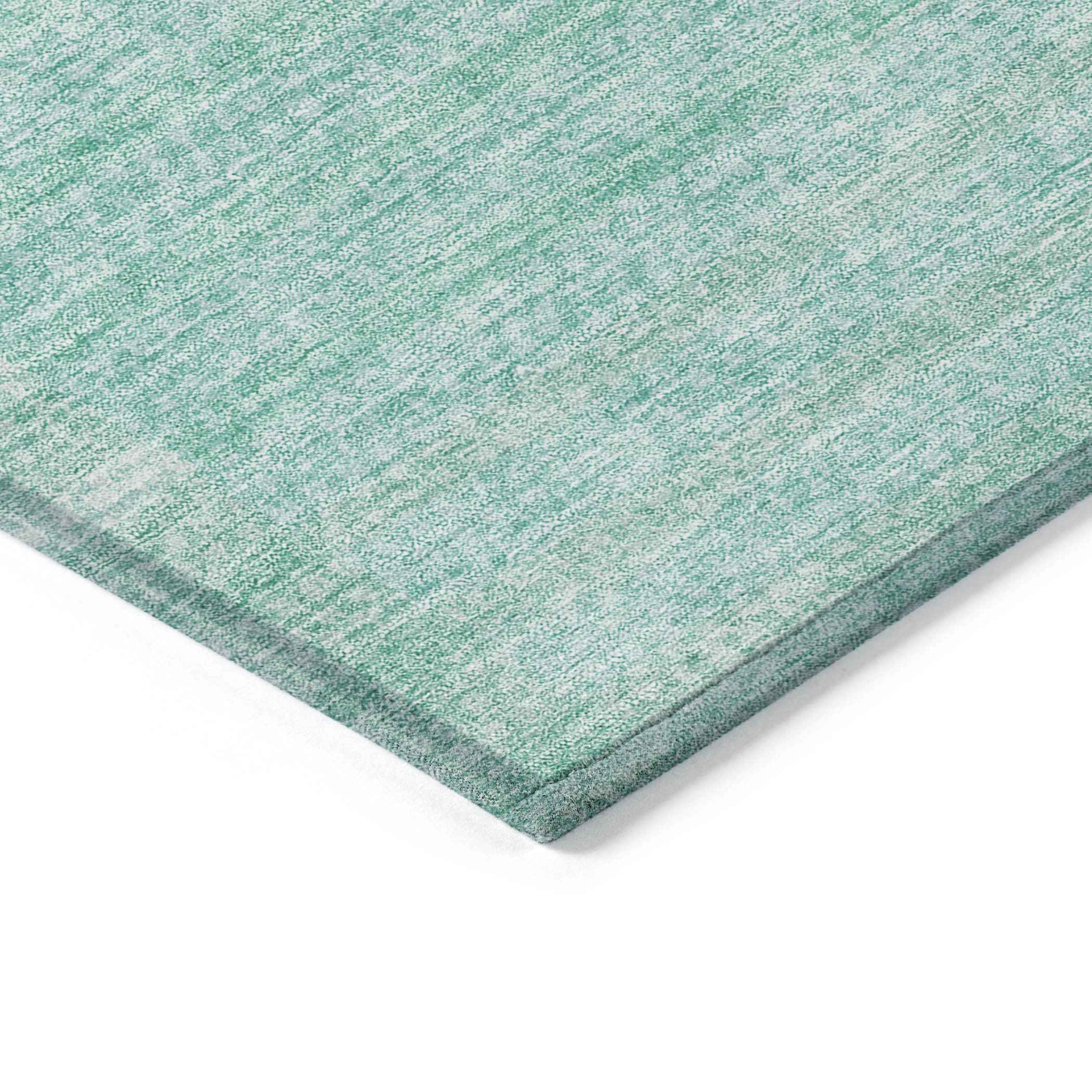 5' X 8' Teal Blue Aqua And Ivory Striped Washable Indoor Outdoor Area Rug