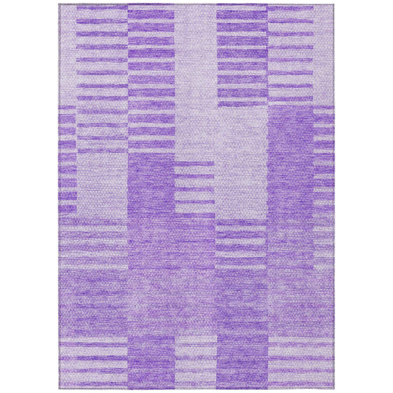 3' X 5' Lavender And Purple Striped Washable Indoor Outdoor Area Rug