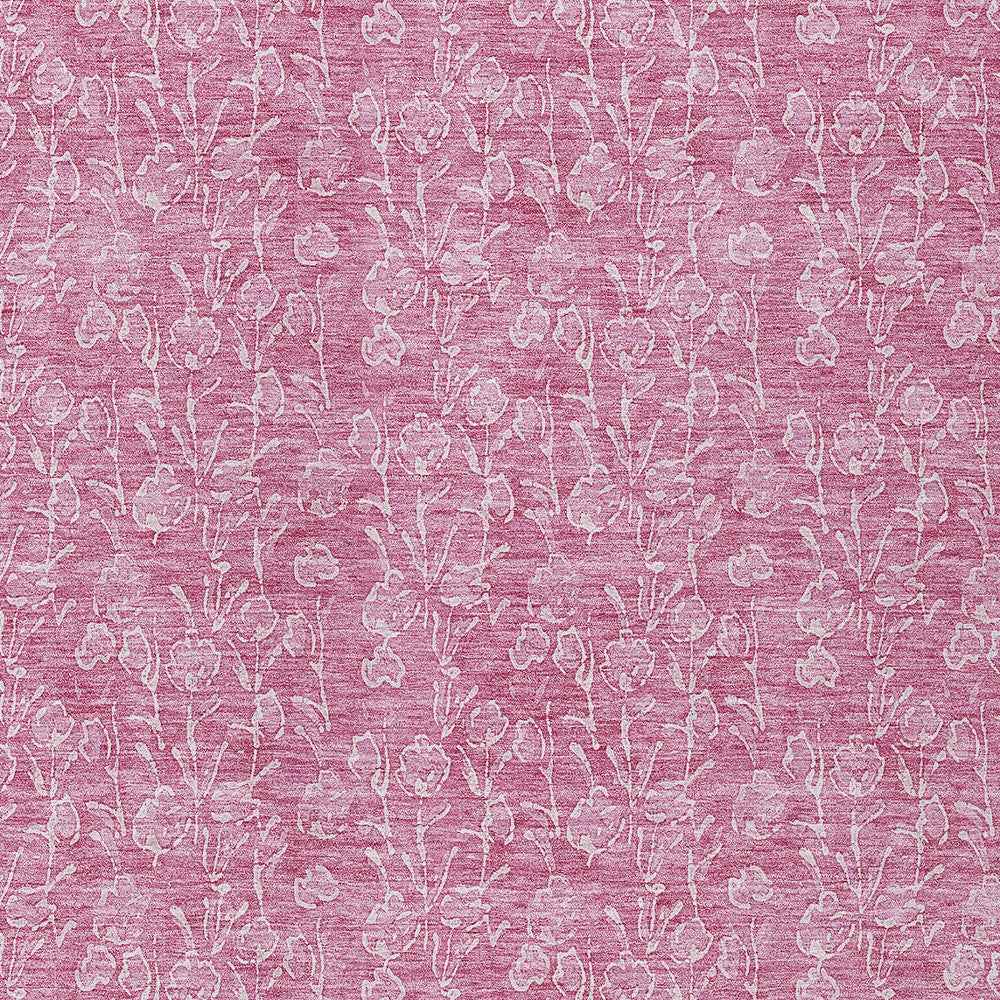 9' X 12' Blush And Ivory Floral Washable Indoor Outdoor Area Rug