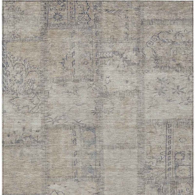 10' X 14' Beige Taupe And Brown Patchwork Washable Indoor Outdoor Area Rug