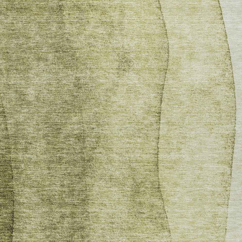 8' X 10' Olive Green And Artichoke Green Ombre Washable Indoor Outdoor Area Rug