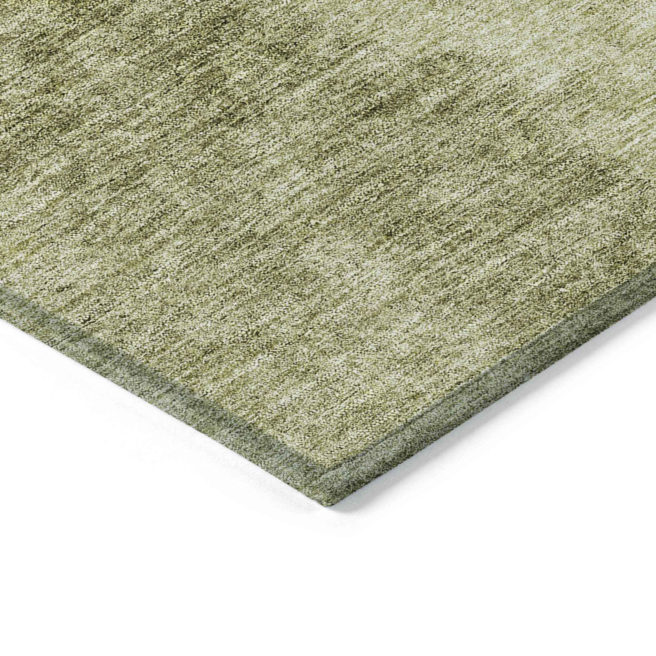 8' X 10' Olive Green And Artichoke Green Ombre Washable Indoor Outdoor Area Rug