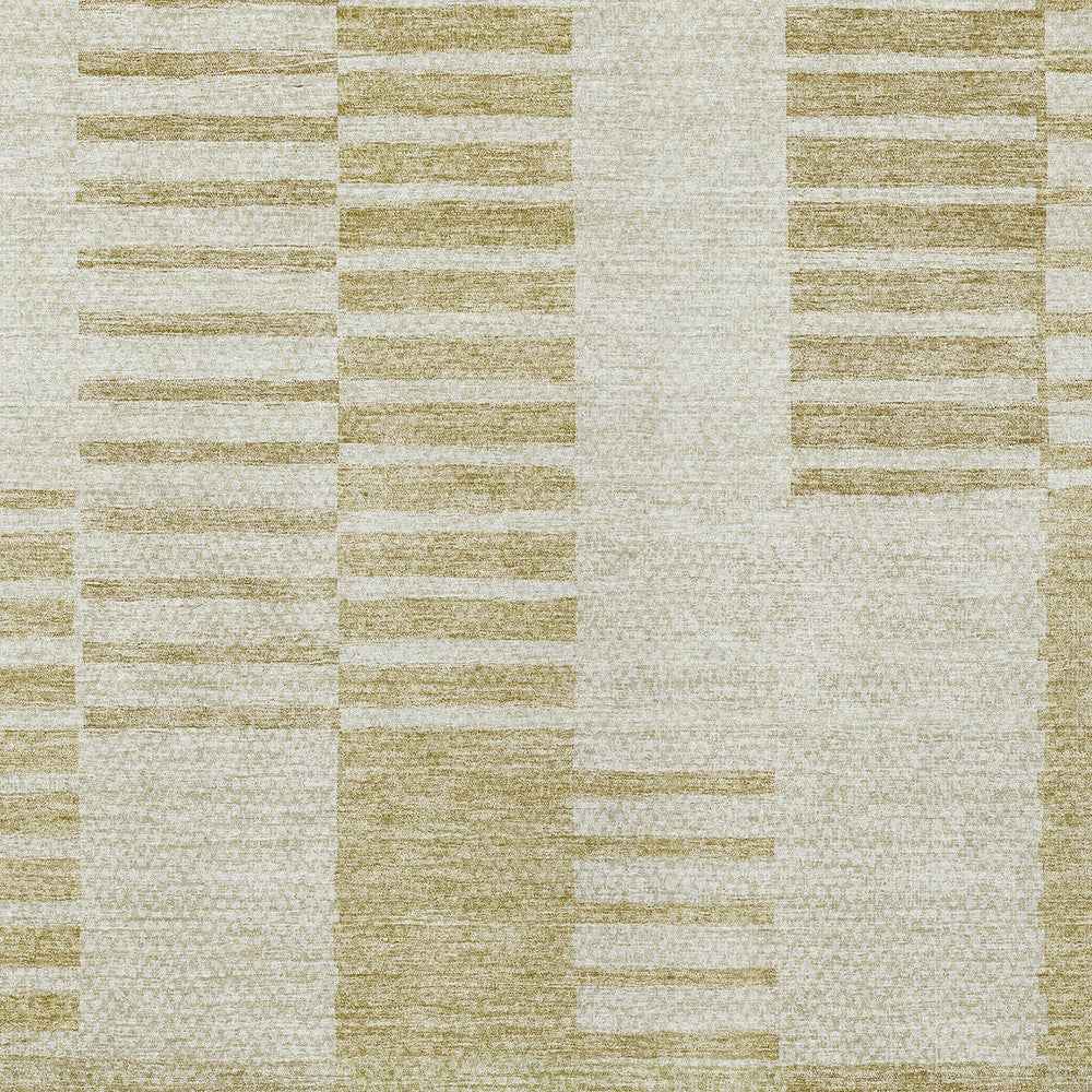 8' X 10' Beige And Ivory Striped Washable Indoor Outdoor Area Rug