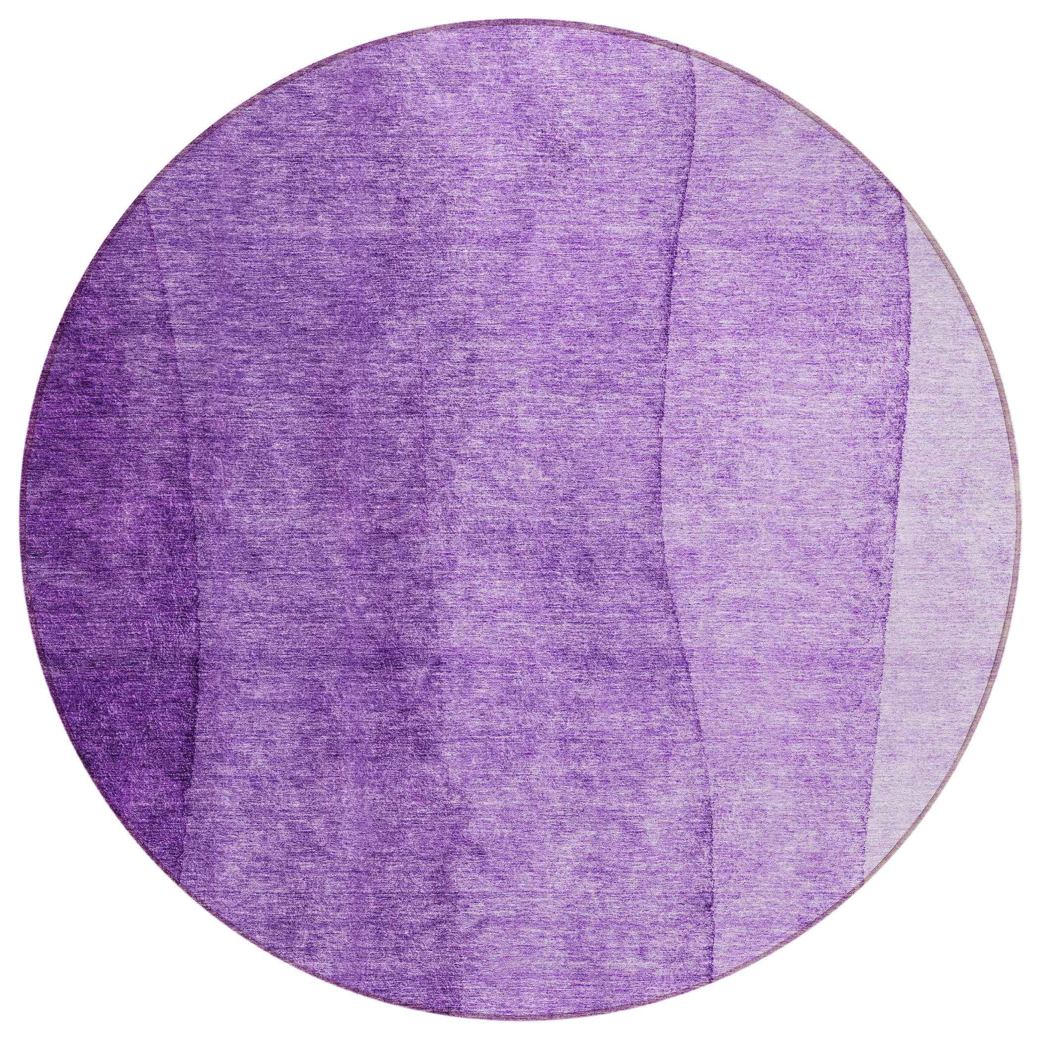 8' Purple And Lavender Round Ombre Washable Indoor Outdoor Area Rug