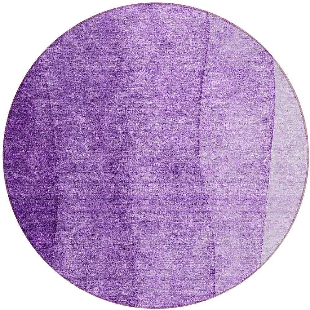 8' Purple And Lavender Round Ombre Washable Indoor Outdoor Area Rug