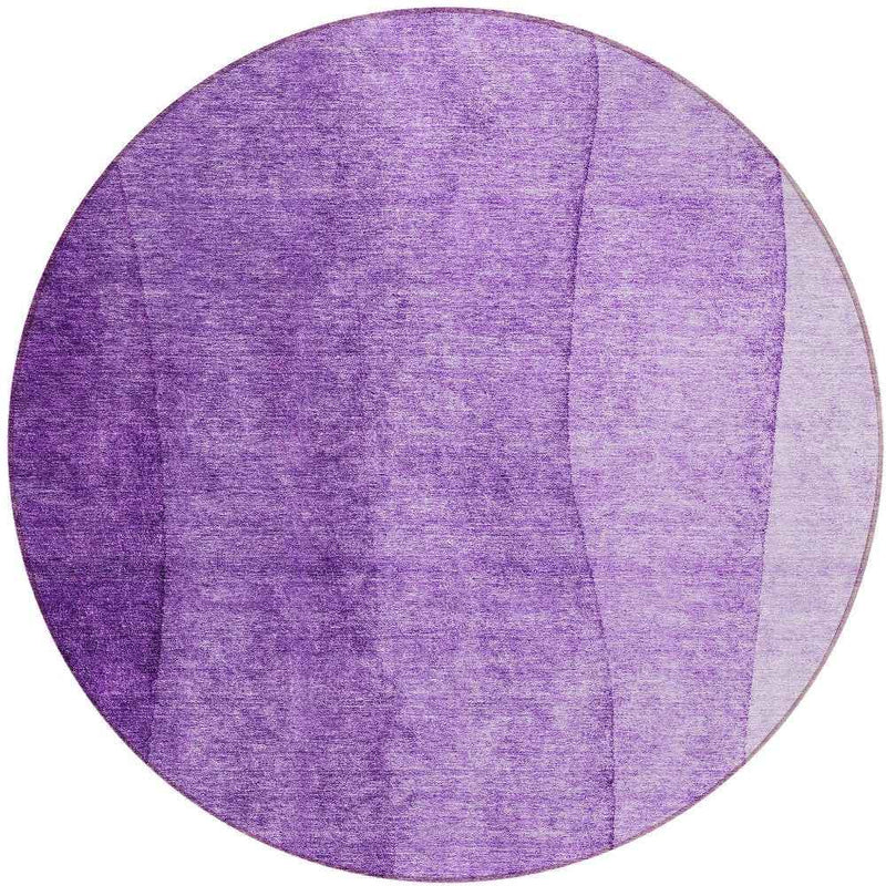 8' Purple And Lavender Round Ombre Washable Indoor Outdoor Area Rug