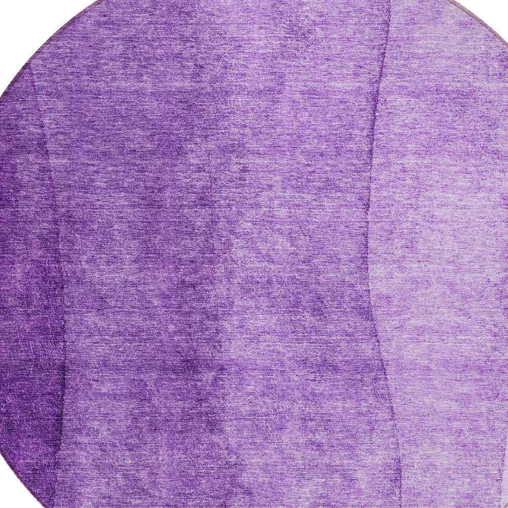 8' Purple And Lavender Round Ombre Washable Indoor Outdoor Area Rug
