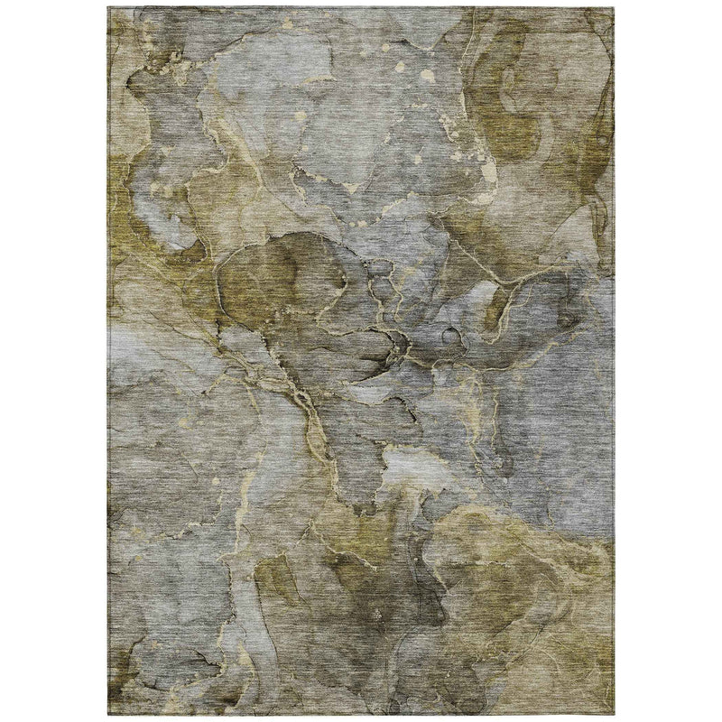 8' X 10' Taupe Brown And Gray Abstract Washable Indoor Outdoor Area Rug