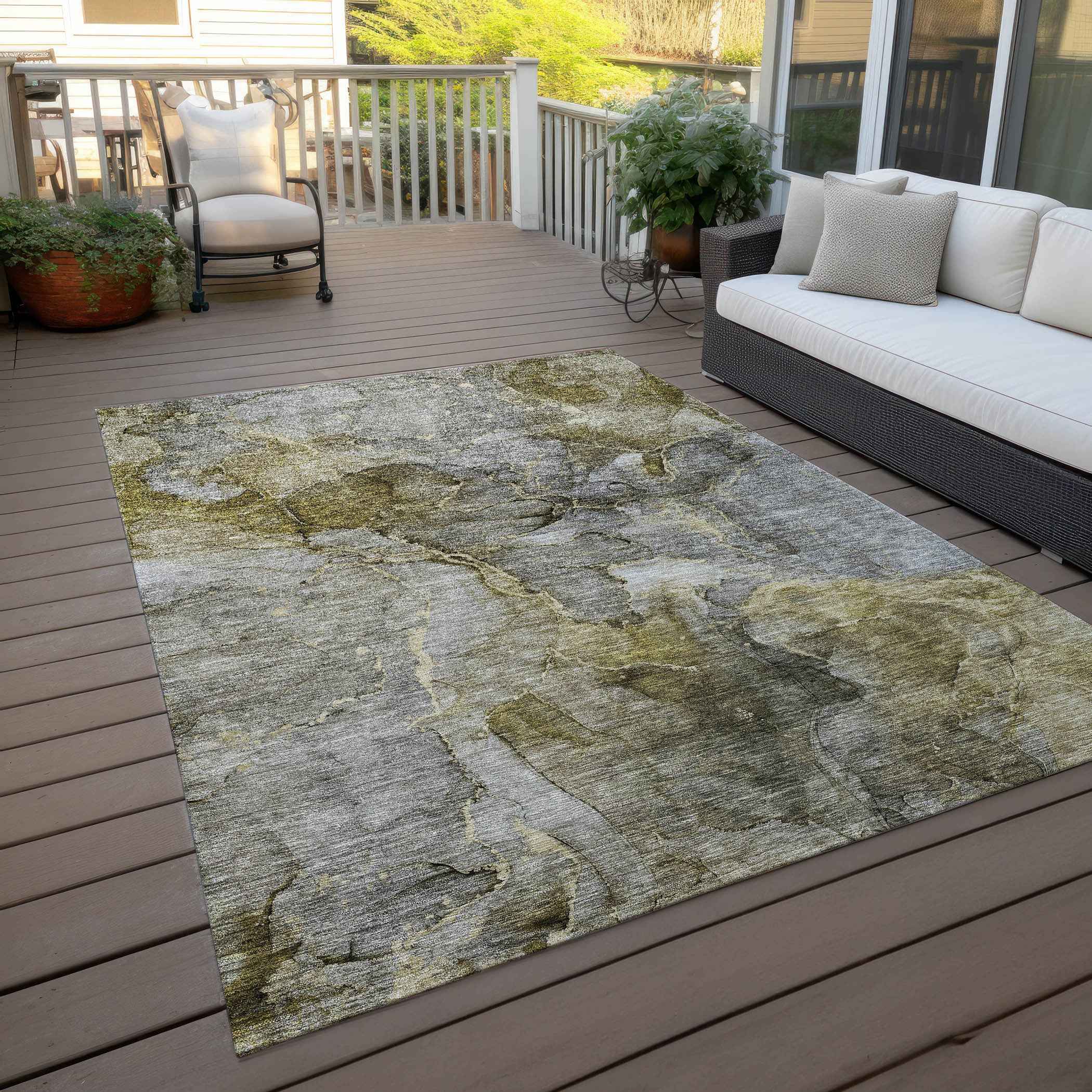 8' X 10' Taupe Brown And Gray Abstract Washable Indoor Outdoor Area Rug
