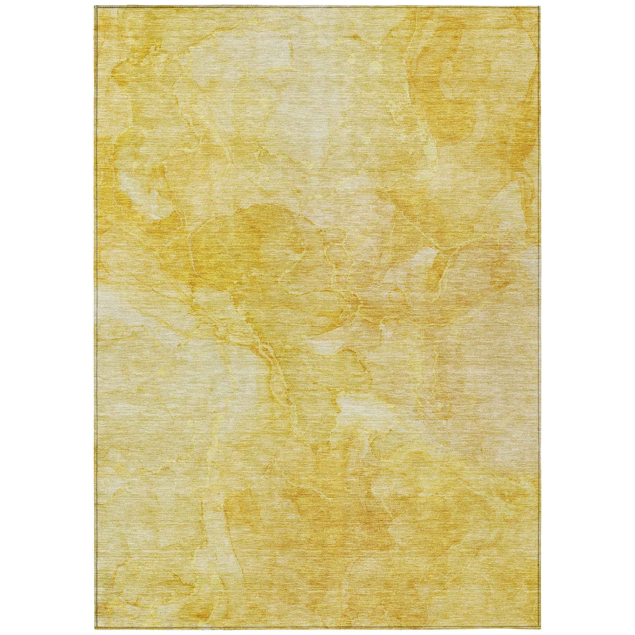 8' X 10' Gold And Yellow Nautical Washable Indoor Outdoor Area Rug