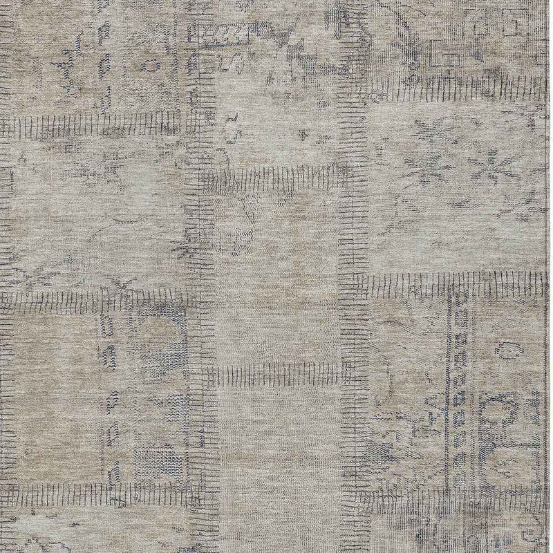 8' X 10' Beige Taupe And Brown Patchwork Washable Indoor Outdoor Area Rug