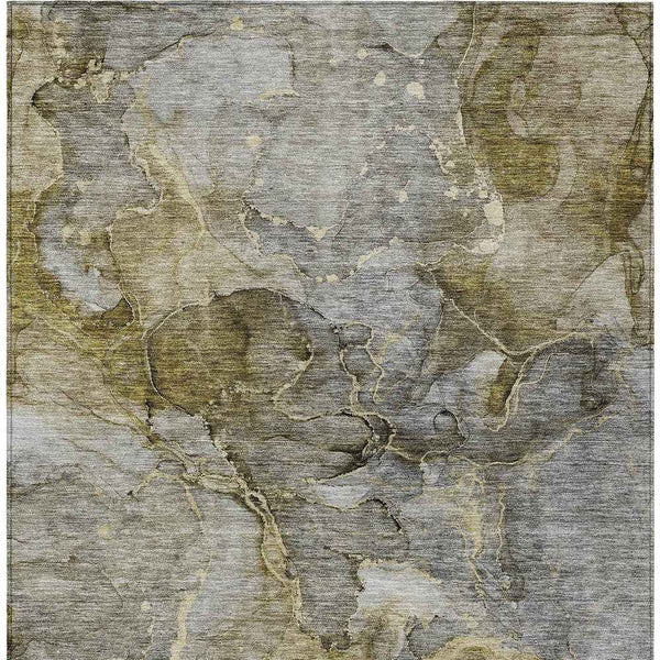 3' X 5' Taupe Brown And Gray Abstract Washable Indoor Outdoor Area Rug