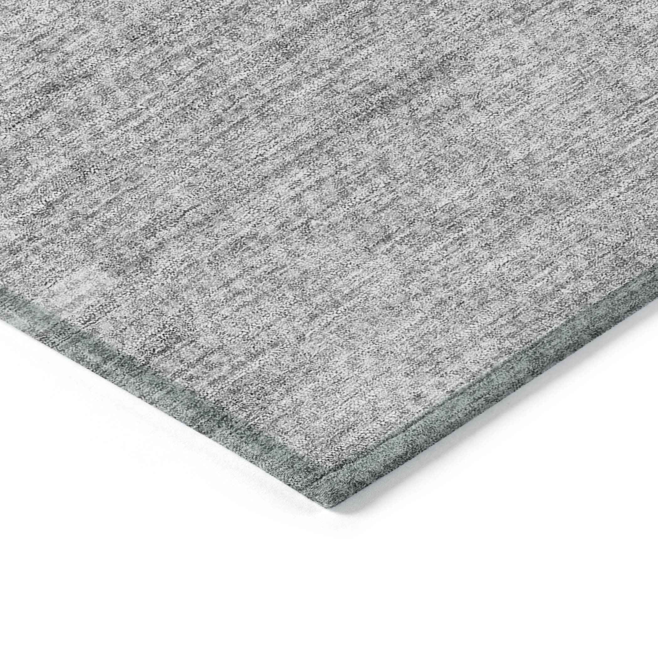 10' X 14' Silver Gray And Ivory Striped Washable Indoor Outdoor Area Rug