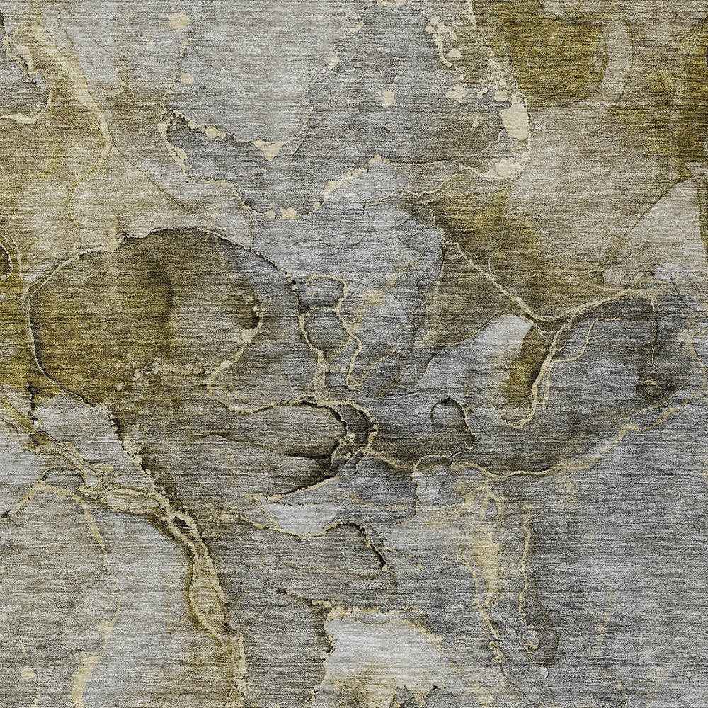 3' X 5' Taupe Brown And Gray Abstract Washable Indoor Outdoor Area Rug