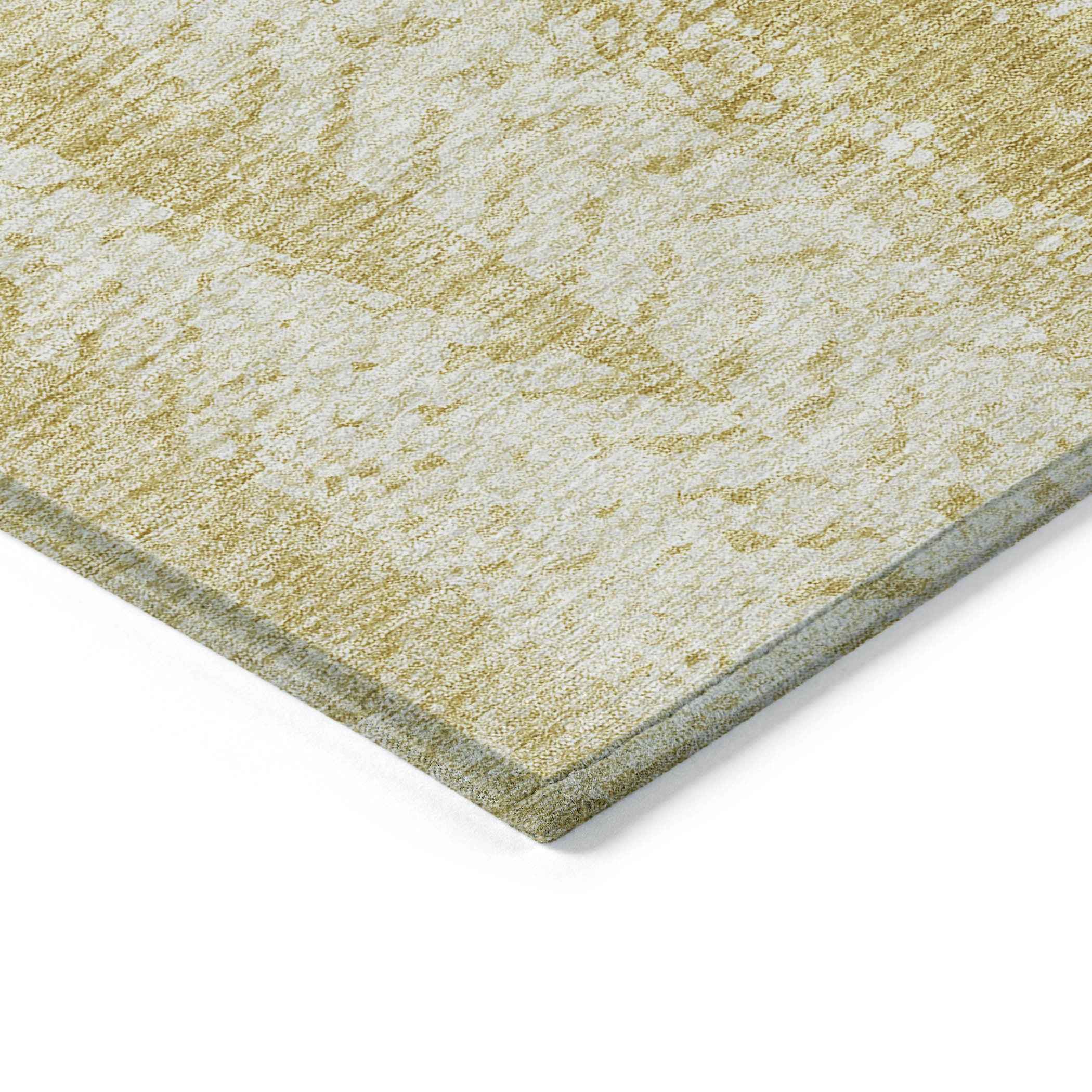 8' X 10' Gold Wheat And Ivory Botanical Leaves Washable Indoor Outdoor Area Rug