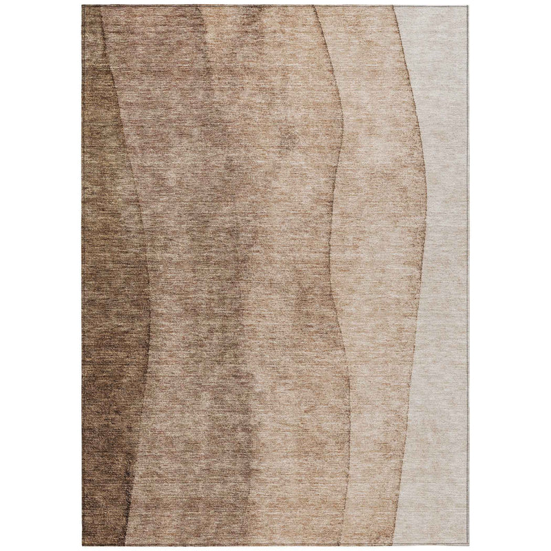 8' X 10' Brown And Beige Ombre Washable Indoor Outdoor Area Rug