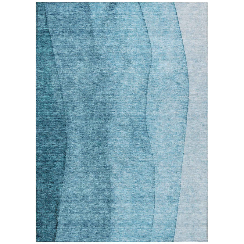 3' X 5' Teal Blue Aqua And Blue Ombre Washable Indoor Outdoor Area Rug