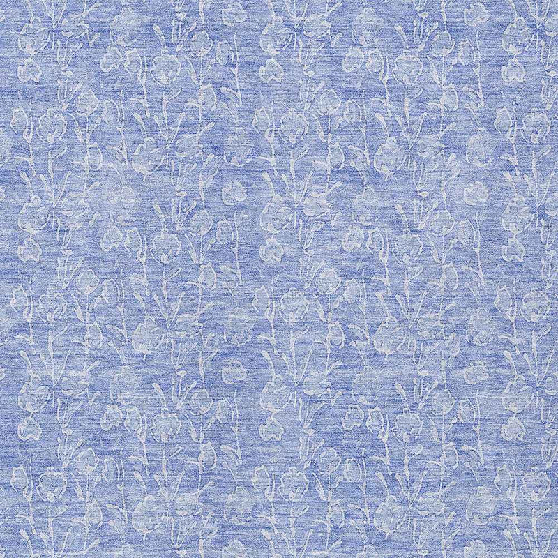 3' X 5' Denim Blue And Ivory Floral Washable Indoor Outdoor Area Rug