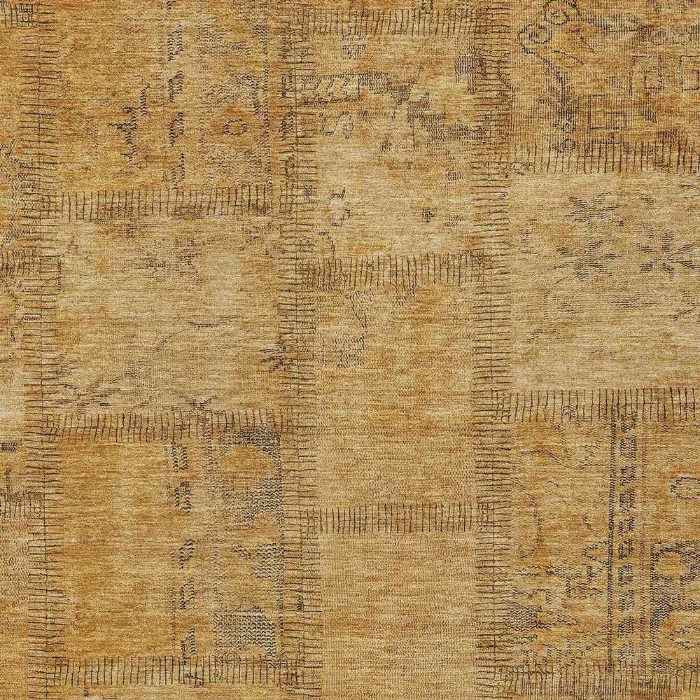 3' X 5' Peach Gray And Charcoal Patchwork Washable Indoor Outdoor Area Rug