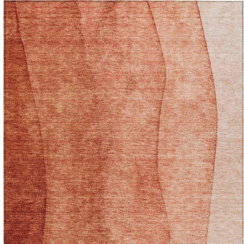 10' X 14' Red Copper And Terra Cotta Ombre Washable Indoor Outdoor Area Rug
