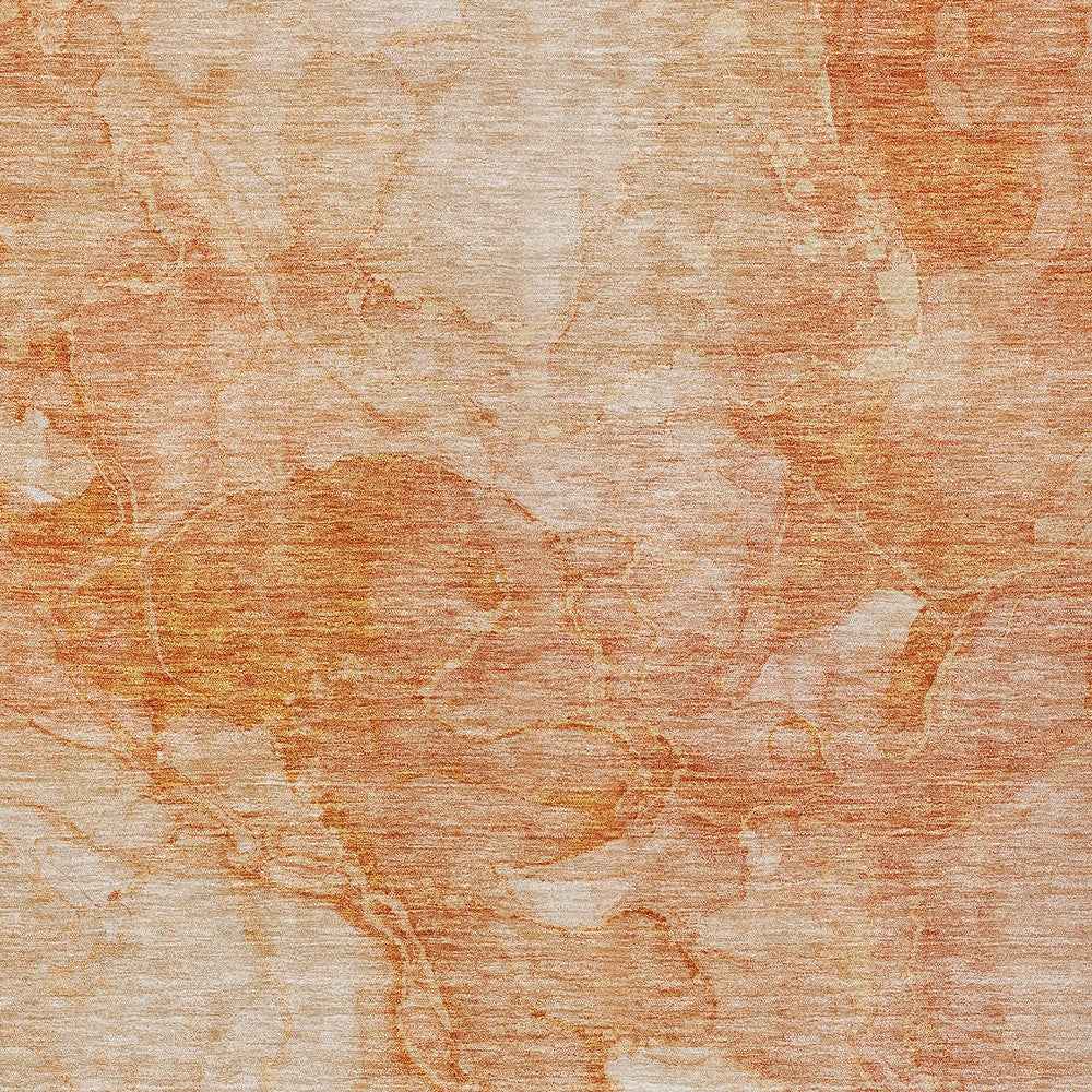 5' X 8' Salmon Peach And Ivory Nautical Washable Indoor Outdoor Area Rug