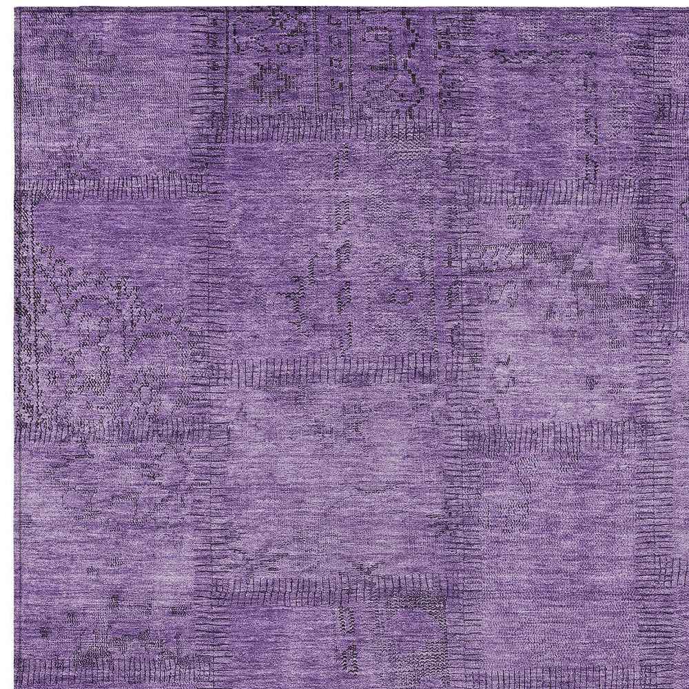 5' X 8' Purple Eggplant And Gray Patchwork Washable Indoor Outdoor Area Rug