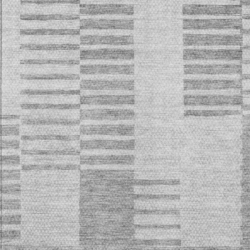 3' X 5' Silver Gray And Ivory Striped Washable Indoor Outdoor Area Rug