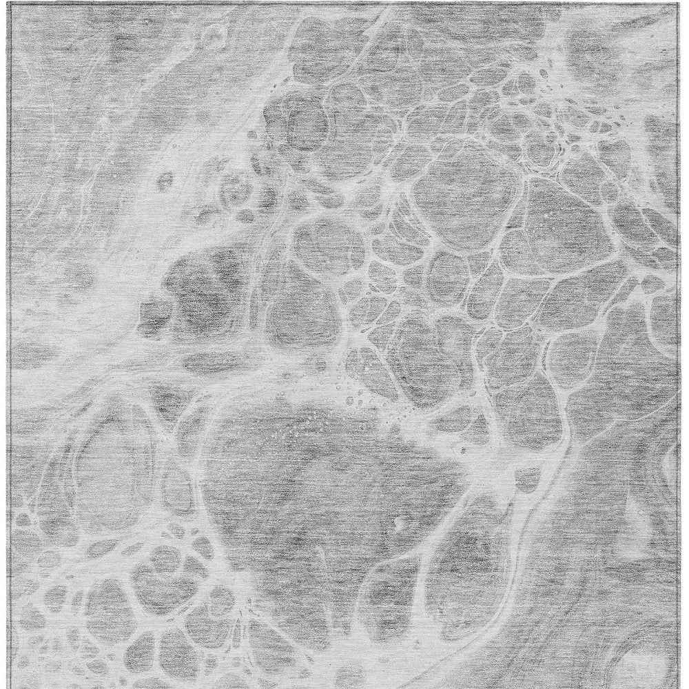 9' X 12' Gray Silver And Ivory Nautical Washable Indoor Outdoor Area Rug