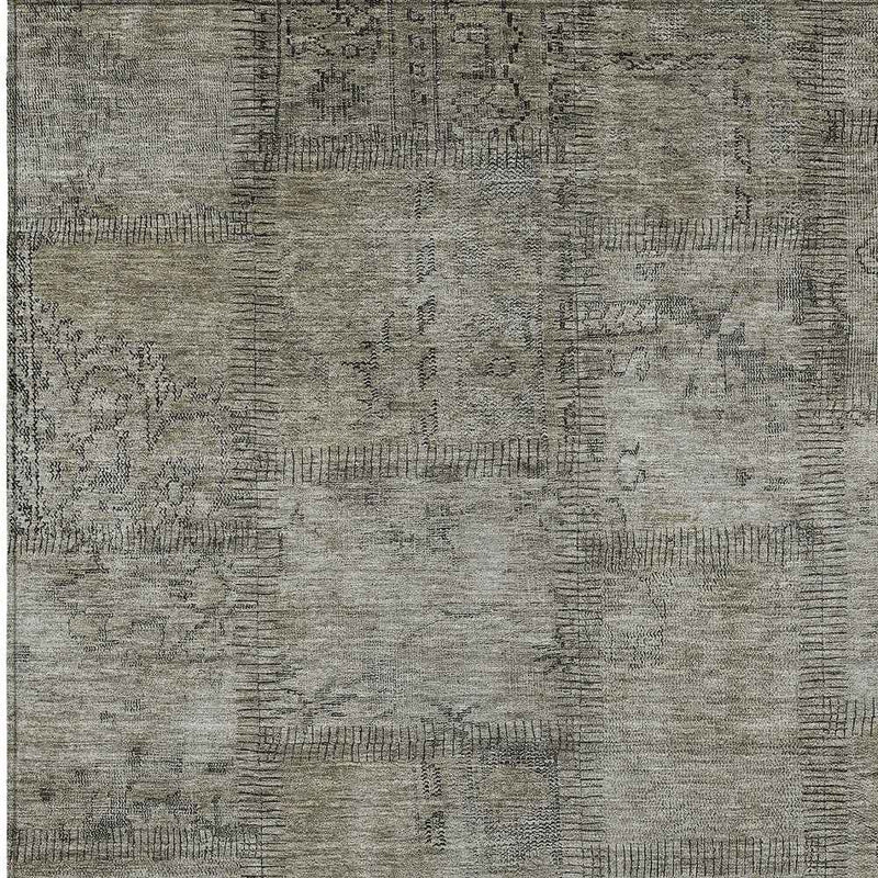 10' X 14' Taupe Brown And Beige Patchwork Washable Indoor Outdoor Area Rug