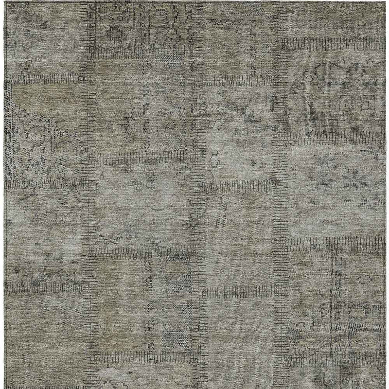 10' X 14' Taupe Brown And Beige Patchwork Washable Indoor Outdoor Area Rug